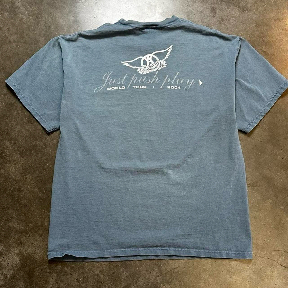 Vintage 2001 Aerosmith Just Push Play Band T- Shirt View 2